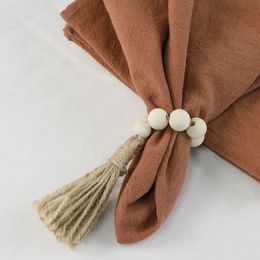 6pcs Bouilles de serviette de perles en bois, guirlande avec des perles de ferme de la ferme