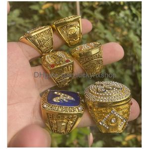 6 stuks World Series Baseball Team Champions Championship Ring met houten displaydoos Souvenir Mannen Fan Gift 2021 2023 Groothandel Drop Del Dhv5N