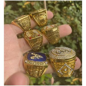 6pcs World Series Baseball Team Champions Championnat Bague avec boîte d'affichage en bois Souvenir Hommes Fan Cadeau 2021 2023 Vente en gros Drop Del Dhmgm