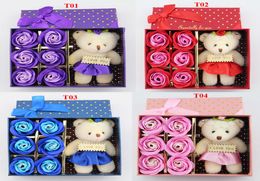 6PCSbox Romantische roos zeepbloem met kleine schattige berenpop geweldig voor valentijnsdag geschenken voor bruiloft cadeau of verjaardagscadeaus7634529