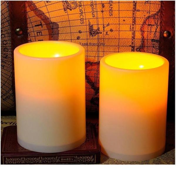 6pcslot 3x4 pouces pilier en plastique sans flammes Lumières à LED avec des éclairs de bougies de minuterie à la bougie ACC Qylruz8239556