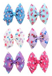 6pcsLot 4 inch Eenhoorn Taart Hart Donut Print Grosgrain Strik Met Clip Voor Kinderen Bloemen Strikken Meisjes Haar accessoires 8657426375