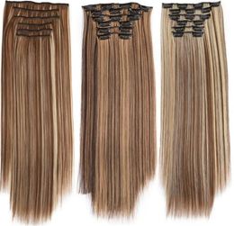 6PCSLOT Clip dans Starright Hair Weave Blonde Blond Couleur 8 6 4inch Extensions de cheveux synthétiques1550305