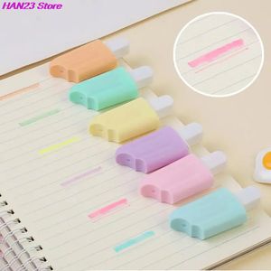 6PcsLot mignon dessin animé chat surligneurs école bureau papeterie étudiants fournitures de dessin Kawaii crème glacée Mini stylo marqueur de peinture 240320