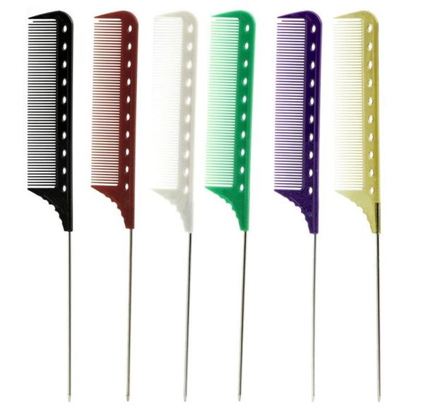 6PcsLot en acier inoxydable Rat queue peigne ensemble incassable résine dents coupe de cheveux peigne Salon barbiers style coiffure outils1622796