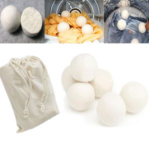 6pcslot wollen droger ballen verminderen rimpels herbruikbare natuurlijke stofontharder anti -statische grote vilten organische wollen kledingdroger BAL5454203