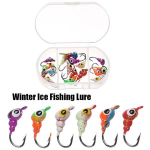 6pcSset 0518G Winter Ice Fishing Lure Lure ANTES COLORED Artificial Soft appât Jig Head Small Crochet pour Worm 240407