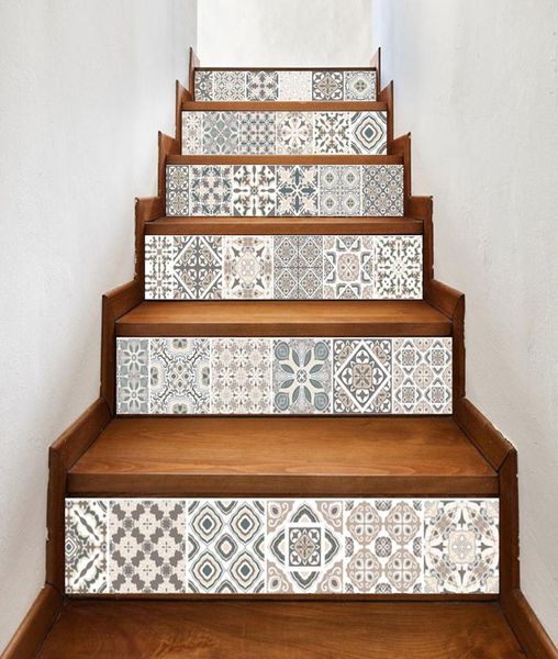 6pcSet Arabian Tile Stair Decor Stickers Auto Adhesive Vinyl Decal