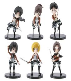 6pcsset Attack On Titan Anime Figuur Rivaille Figuur Mikasa Action Figure Eren Jaeger Beeldje Model Beeldje Speelgoed H11244760934