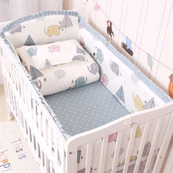 6pcsset ensemble de literie pour lit bébé coton imprimé enfant en bas âge linge de lit bébé lit bébé pare-chocs drap de lit taie d'oreiller né ensemble de literie 220531