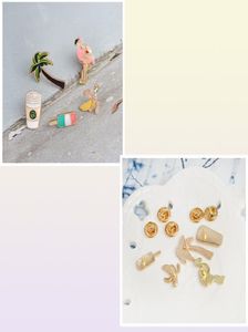 6PCSSET Banana Lolly Flamingo Palm Tree Cup Pins Broches Badges Épinglette en émail dur Chapeau Sac Jeans Pins Sac à dos Accessoires17109912603