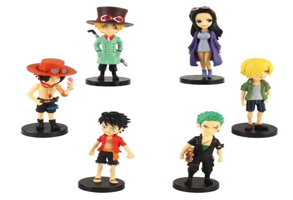 6pcsset anime de dibujos animados de una pieza Luffy Zoro Sanji Ace Ace Sabo Robin PVC Figura Modelo de recolección de juguetes Muñeco de muñeca 4326412