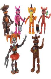 6pcsset Vijf Nachten op Freddy Action Figure Speelgoed FNAF Bonnie Foxy Freddy Fazbear Beer Beeldjes Speelgoed Pop met licht T2001065420055