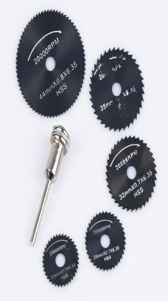 6 PCSET para la sierra de corte Dremel Circular HSS Hovas rotativas Herramienta Discos de corte Mandrel Corte de mando Circular Circular Saw Blade total4681459