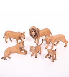 6pcsset modelos de la familia del león simulación modelo animal juguete figura de acción muñeca estatuilla decorar la colección del jardín del hogar para el regalo del niño T9334087