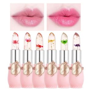 6pcSset Hydratant Crystal Flower Gelelly Balm Lip Kits Clear Vitamin E Nutritious Maquiagem Beauty Temperature Color Changement 240321