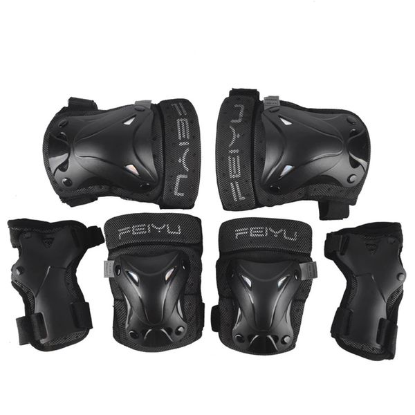 6 unidsset conjunto de equipo de protección casco de patinaje rodilleras codo almohadilla muñeca protector de mano para niños adultos ciclismo rodillo escalada en roca 240226