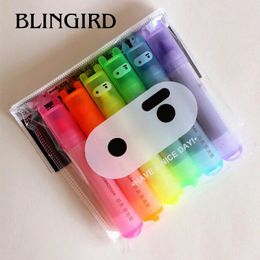 6PCSSet Konijn Mini Fluorescerende Markeerstift Kawaii Krijt Marker Pennen Briefpapier Materiaal Escolar Papelaria School Leveranties 240320