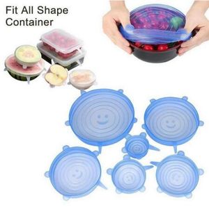 6pcSset Plaies d'étirement en silicium réutilisable Couvercle Universal Silicone Food Wrap Bowl Pot le couvercle Silicone Couvre à couverture Cuisine Cuisine Stoppers5467501