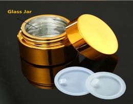 6ps de haute qualité 5g 10g 30g 50g Placage UV vide Placage en verre doré en verre cosmétique ContainerRefillable Pot Pot avec couvercle 2010122345527