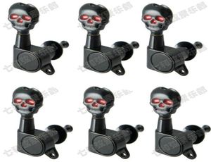 6R Zwarte Gitaar Accessoires Voor Elektrische Gitaar Snaren Schedel Knop Stemsleutels Toetsen Tuner Machine Heads Gitaar Onderdelen6299035