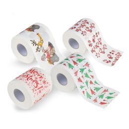 6Roll Santa Merry Christmas Supplies Gedrukt toiletpapier Huisbad Toiletpapier Tissue Roll Xmas Cadeautjes Decor 240323