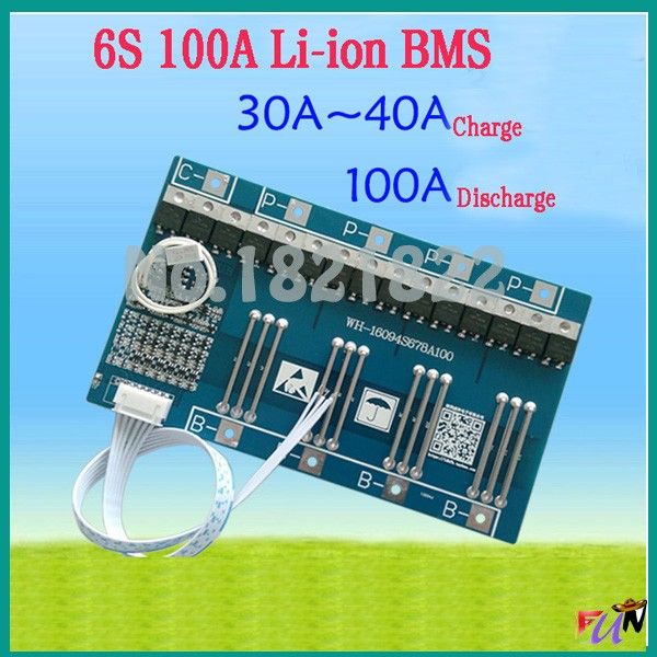 Freeshipping 6S 100A 22.2V Li-ion BMS PCM Batería Protección de la batería BMS PCM para LicOO2 LIMN2O4 LI BATERÍA