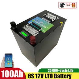 6S 12V LTO Batttery 14.4V 100Ah Lithium Titanate Batterie avec BMS Chargeur Rapide pour Bateau Solaire Voiture EV + 10A Chargeur