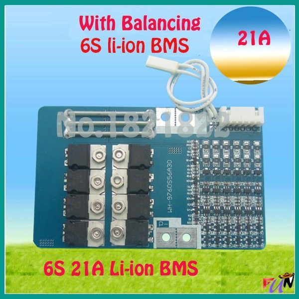 Freeshipping 6S 21A 22.2V li-ion BMS PCM placa de protección de batería bms pcm con equilibrio para batería LicoO2 Limn2O4 li
