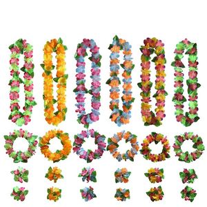 6set * 4piece Hawaiian Leis Garland Collier artificiel Hawaii Fleurs Leis Party Fournitures Plage Fun Couronne DIY Cadeau Décor Y200903