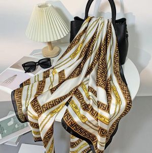 6 stijl Mode Letters Print Imiteren Zijden Sjaal Halsdoek voor Vrouwen Grote Maat Lange Handvat Tas Sjaals Schouder Tote Bagage Lint Hoofd Wrap 180-90 cm