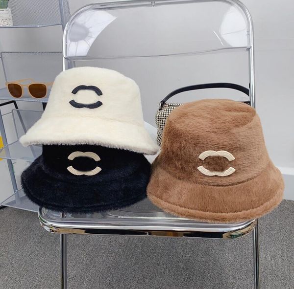 6 estilos Diseñador Sombreros de cubo para hombres Mujeres Marca de lujo Impresión de letras Invierno Espesar A prueba de frío Mantener caliente Impermeable Pelo de visón Sombrero de ala ancha Accesorios de moda