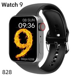 Série de montre intelligente 6T 9 8 45 mm 2,1 pouces hommes femmes regardent Bluetooth Call Bracelet Wristband Wireless Charging Fitness Tracker Sportwatch IWO pour Android iOS 828DD