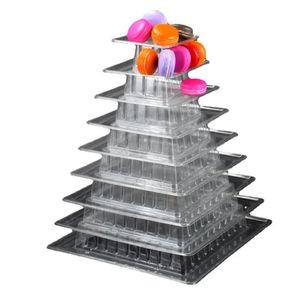 6 niveles Macaron Display Stand Cupcake Tower Rack Cake Stands Bandeja de PVC para bodas Cumpleaños Herramientas de decoración para hornear 240321