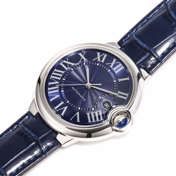 6V de haute qualité des femmes de montre pour hommes de haute qualité Blue Balloon série de mode mécanique automatique acier de vaches italienne enlevant rapidement la sangle 33 mm 42 mm