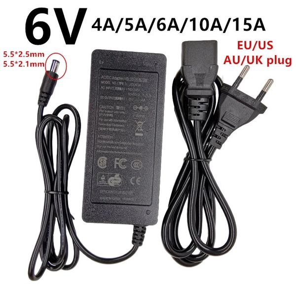 6v Universal AC à DC Adaptateur Power Alimentation 110V 220V 6 Volt 4A 5A 6A 10A 15A Adaptateur de convertisseur de commutateur Adaptateur 5,5 mm * 2,5 mm