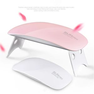 Mini secador de uñas con luces UV de 6W, portátil, 6 luces LED para manicura, uso doméstico, lámpara de uñas para secar esmalte de uñas, barniz con Cable USB