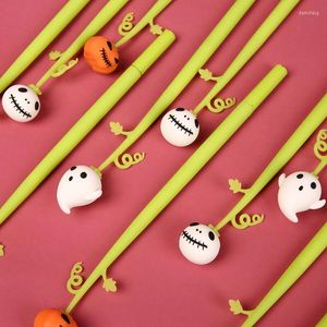 6x Halloween Ballpoint Pen Cute Pumpkin Ghost Gel Pennen Silicone Shell Black/Blue Ink 0,5 mm voor kindercadeau -beloning voor kinderen