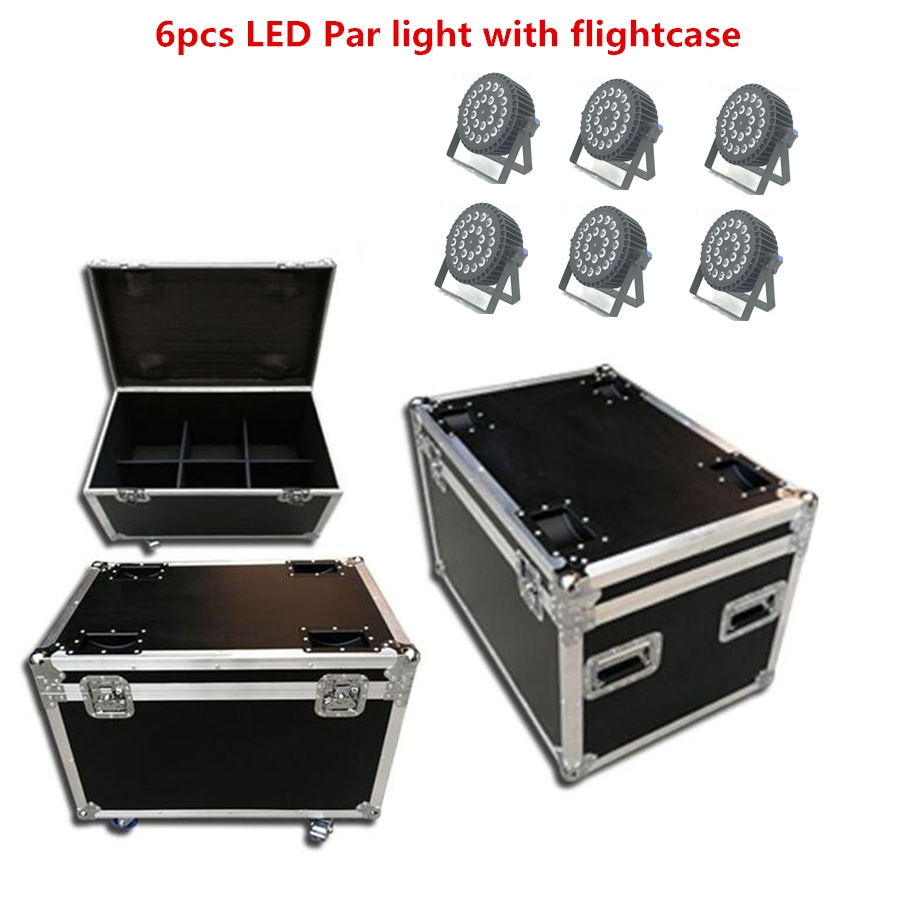 6X LED Par light with flightcase 24x18W RGBWA UV 6in1 dmx floodlight for professional stage lighting dj wash light