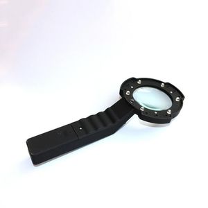 6x Microscope Handheld Vergrootglas 6 LED-verlichting Outdoor multifunctionele vergrootglas met kompas UV kaartboek lezen Loupe zwart