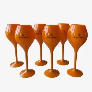 6x Veuve Clicquot Champagne Glazen Glazen oranje cocktailglas acrylbekers