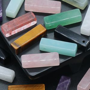 Abalorios de piedra de cristal Natural, colgantes rectangulares de cuarzo rosa turquesa a la moda para collar, pendientes, fabricación de joyas al por mayor