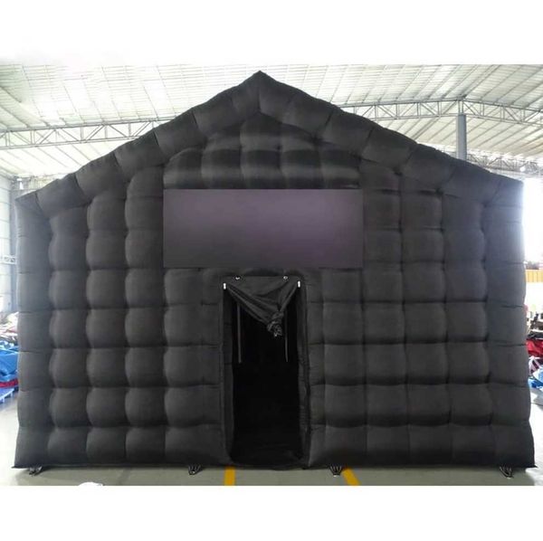 6x4x4m gigante personalizado portátil negro inflable club nocturno cubo bar carpa iluminación club nocturno para el evento de boda disco con ventilador