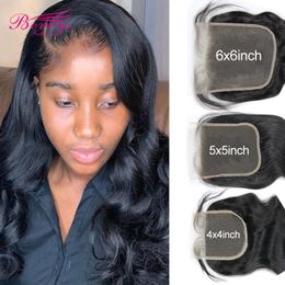 6x6 HD Lace Closure cheveux humains avec bébé brésilien vague de corps vierge 4x4 5x5 Transparent pour les femmes 231226