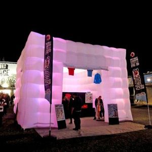 Tente gonflable blanche de Cube de partie de 6x6m 20x20ft avec le kiosque de cabine de Photo de lumières de LED pour l'exposition