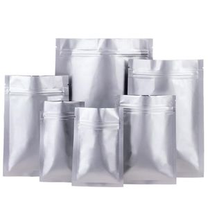 6X8cm 20silk Pur Aluminium Fermeture poches Fond Plat Feuille D'aluminium Sac Thé Emballage Alimentaire Sac Opaque