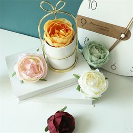 6x8cm decoratieve zijde bloemen kunstmatige pioenrozen hoofd luxe home decor nep bloem bruiloft valentines dag feest decoraties y0630