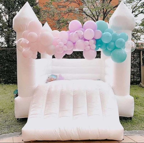 6x8ft commercial gonflable blanc maison de rebond bambin parc d'attractions blanc mini château gonflable pour les enfants avec ventilateur livraison gratuite à votre porte