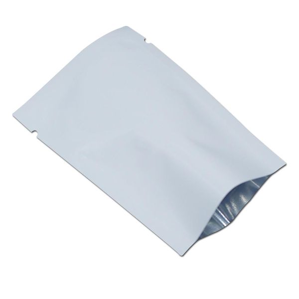 6x9cm 200 Pack White Mylar alimentaire Sacs de rangement à toit ouvert en feuille d'aluminium d'emballage pour les grains échantillon Giveaway vide thermique échantillon Joint