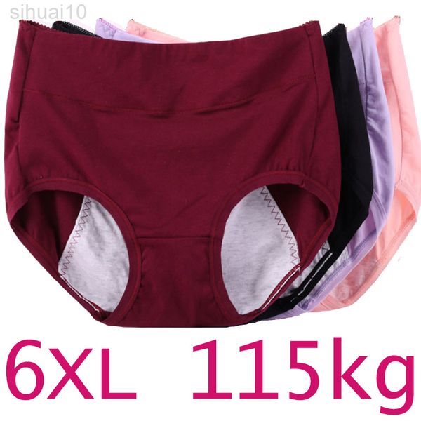 6XL 115Kg Plus La Taille Épais Femmes Sous-Vêtements Physiques Menstruels Étanche Pur Coton Taille Haute Sanitaire Lingerie Briefs L220802